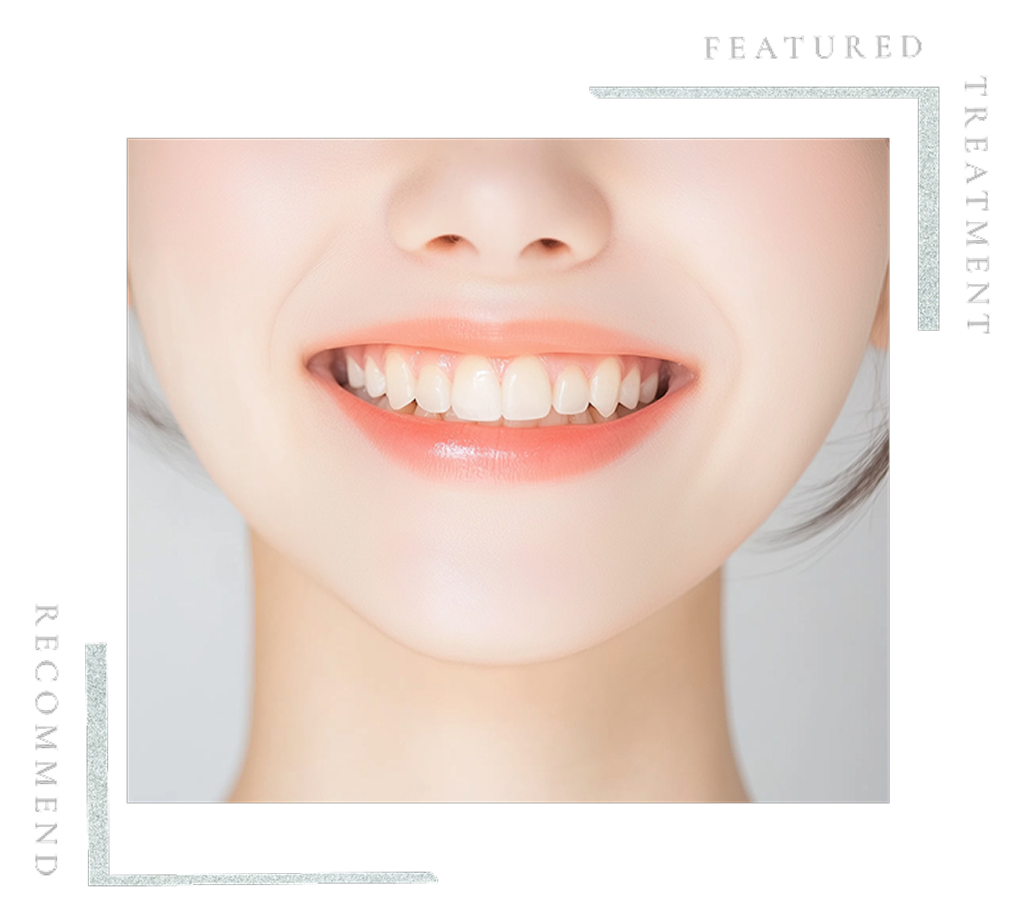 白い歯が整然と並ぶ口元をクローズアップした画像で、自然な笑顔と健康的で清潔感のある歯並びが印象的に写っている